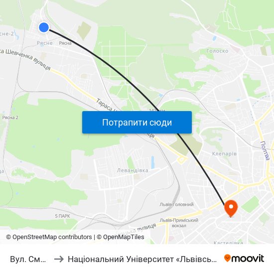 Вул. Смолича to Національний Університет «Львівська Політехніка» map