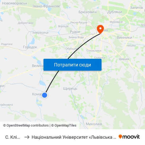 С. Кліцько to Національний Університет «Львівська Політехніка» map