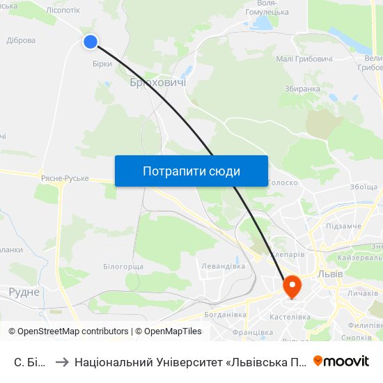 С. Бірки to Національний Університет «Львівська Політехніка» map