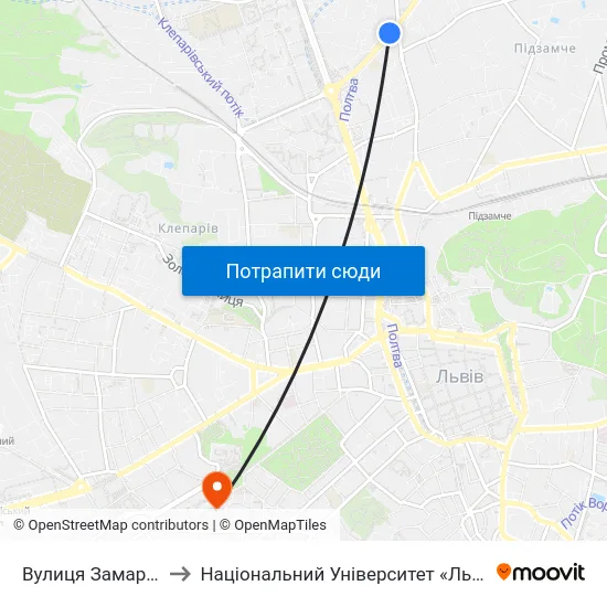 Вулиця Замарстинівська to Національний Університет «Львівська Політехніка» map