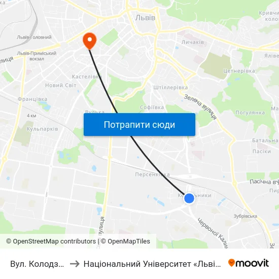 Вул. Колодзінського to Національний Університет «Львівська Політехніка» map