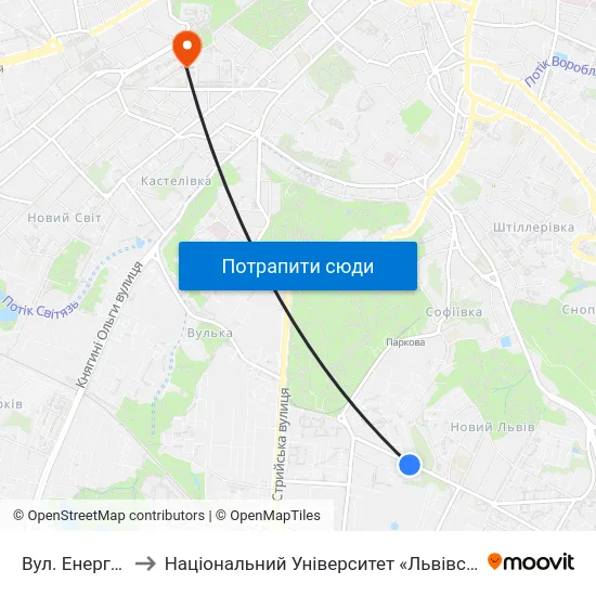 Вул. Енергетична to Національний Університет «Львівська Політехніка» map