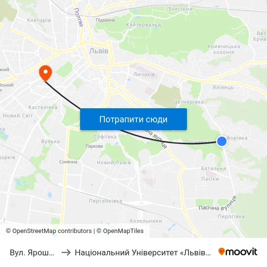 Вул. Ярошинської to Національний Університет «Львівська Політехніка» map