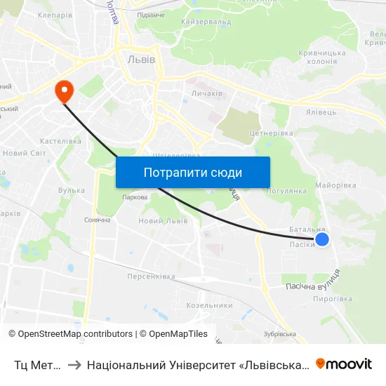 Тц Метро-2 to Національний Університет «Львівська Політехніка» map