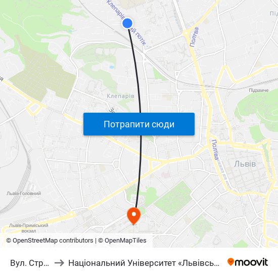 Вул. Струмок to Національний Університет «Львівська Політехніка» map