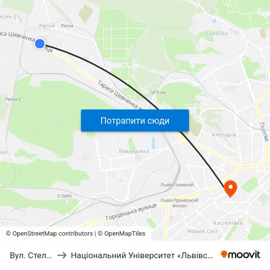 Вул. Стельмаха to Національний Університет «Львівська Політехніка» map