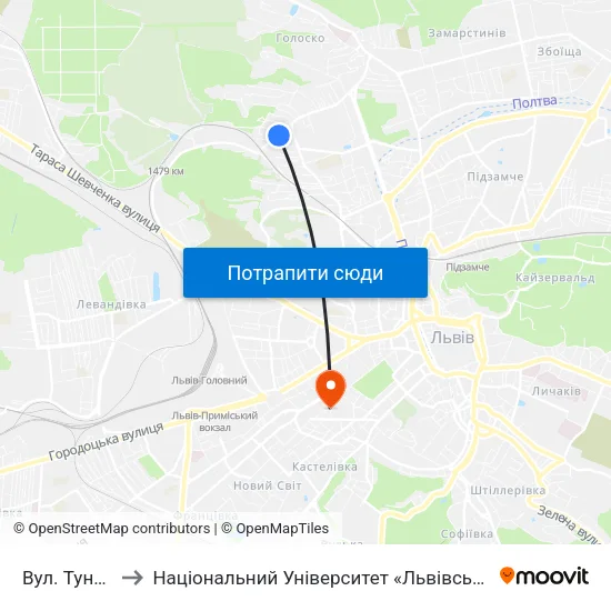 Вул. Тунельна to Національний Університет «Львівська Політехніка» map
