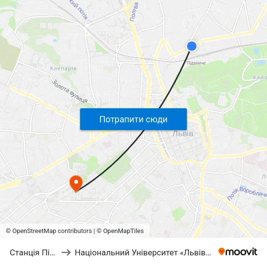 Станція Підзамче to Національний Університет «Львівська Політехніка» map