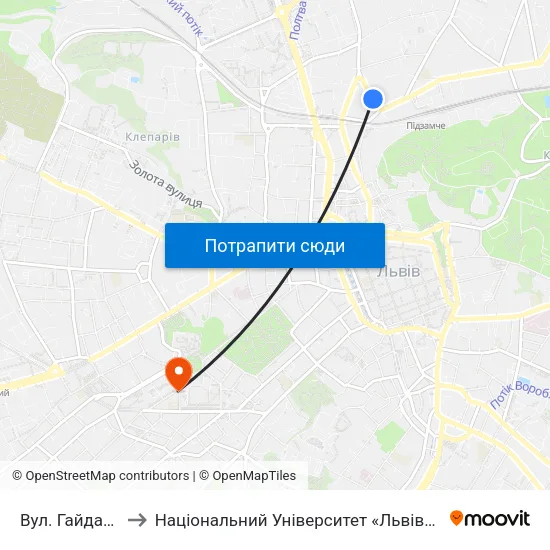 Вул. Гайдамацька to Національний Університет «Львівська Політехніка» map