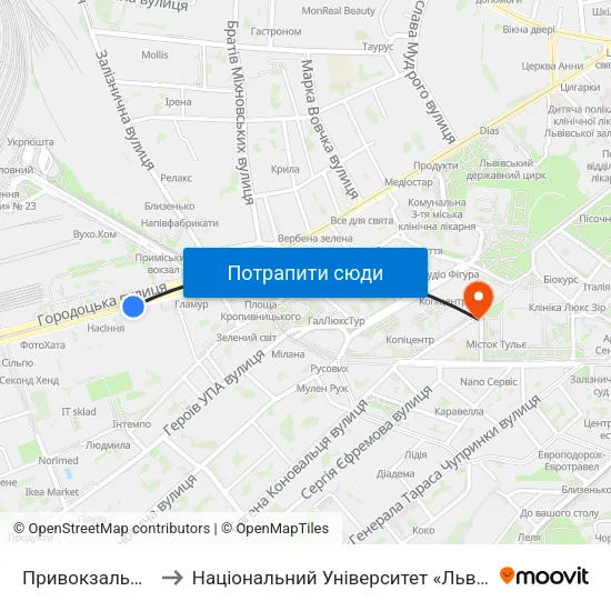 Привокзальний Ринок to Національний Університет «Львівська Політехніка» map