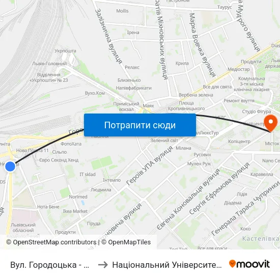 Вул. Городоцька - Вул. Кульпарківська to Національний Університет «Львівська Політехніка» map