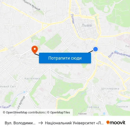 Вул. Володимира Шухевича to Національний Університет «Львівська Політехніка» map