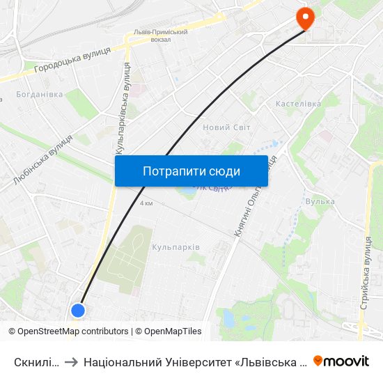 Скнилівок to Національний Університет «Львівська Політехніка» map