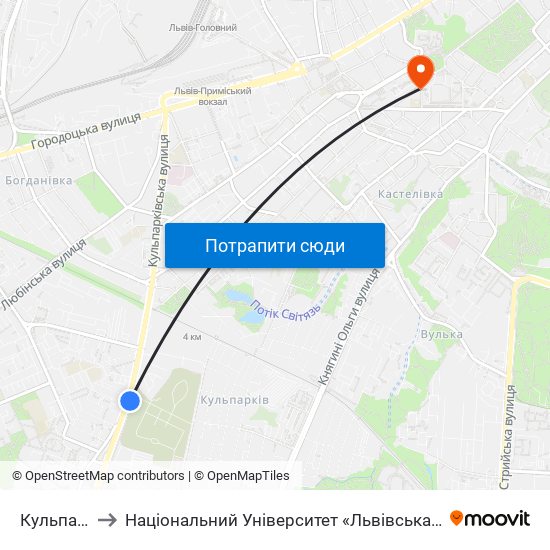 Кульпарків to Національний Університет «Львівська Політехніка» map