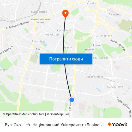 Вул. Скорини to Національний Університет «Львівська Політехніка» map