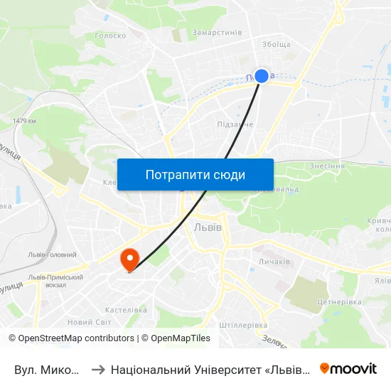Вул. Миколайчука to Національний Університет «Львівська Політехніка» map