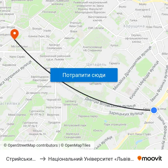Стрийський Ринок to Національний Університет «Львівська Політехніка» map