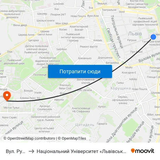 Вул. Руська to Національний Університет «Львівська Політехніка» map