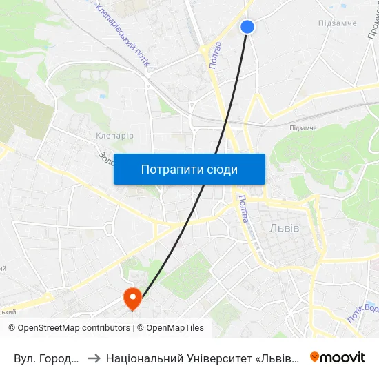 Вул. Городницька to Національний Університет «Львівська Політехніка» map
