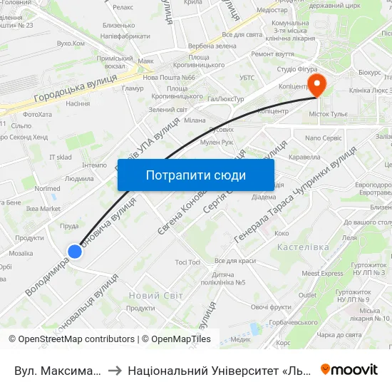 Вул. Максима Залізняка to Національний Університет «Львівська Політехніка» map