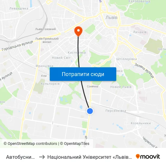 Автобусний Завод to Національний Університет «Львівська Політехніка» map