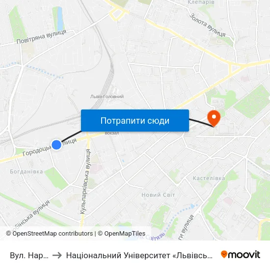 Вул. Народна to Національний Університет «Львівська Політехніка» map