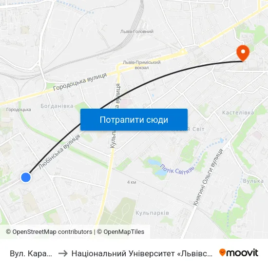 Вул. Караджича to Національний Університет «Львівська Політехніка» map