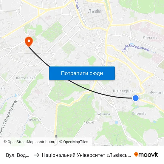 Вул. Водогінна to Національний Університет «Львівська Політехніка» map