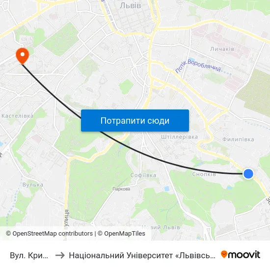 Вул. Кримська to Національний Університет «Львівська Політехніка» map
