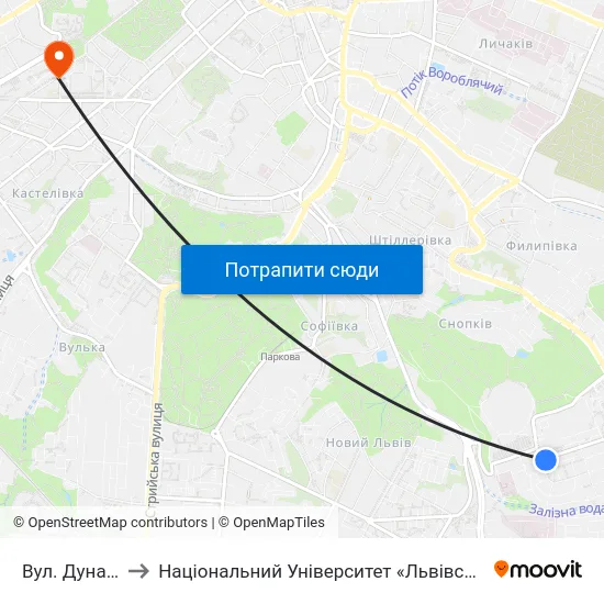Вул. Дунайська to Національний Університет «Львівська Політехніка» map