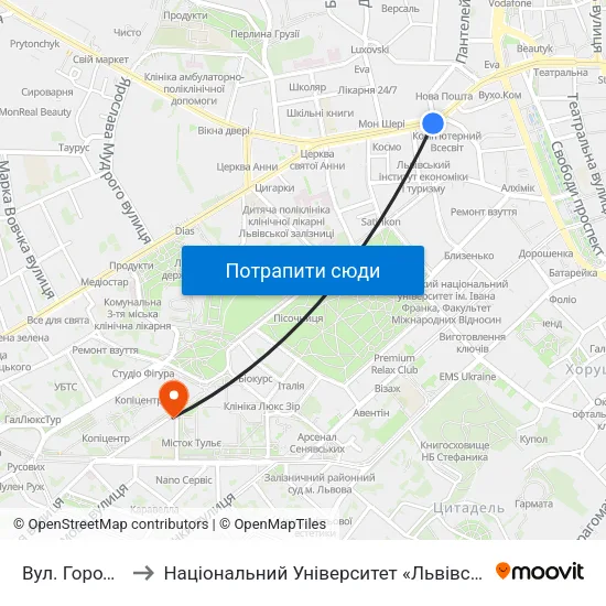 Вул. Городоцька to Національний Університет «Львівська Політехніка» map