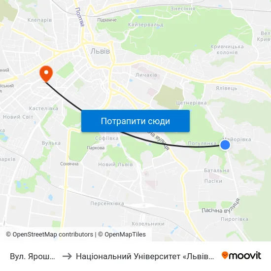 Вул. Ярошинської to Національний Університет «Львівська Політехніка» map