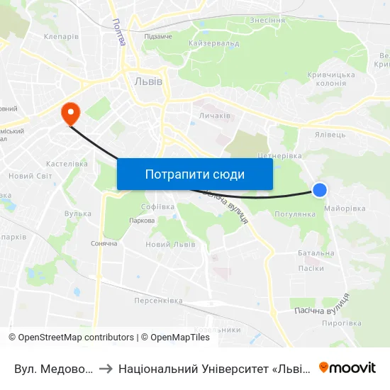 Вул. Медової Печери to Національний Університет «Львівська Політехніка» map