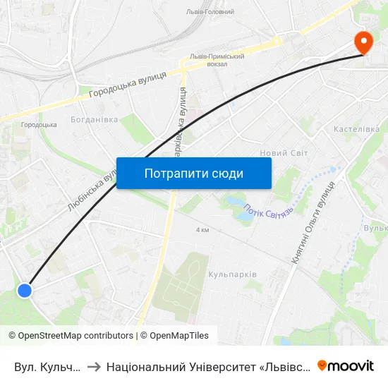 Вул. Кульчицької to Національний Університет «Львівська Політехніка» map