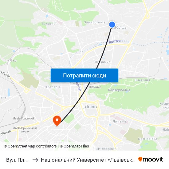 Вул. Плугова to Національний Університет «Львівська Політехніка» map
