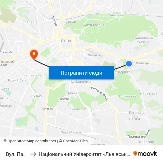 Вул. Пасічна to Національний Університет «Львівська Політехніка» map