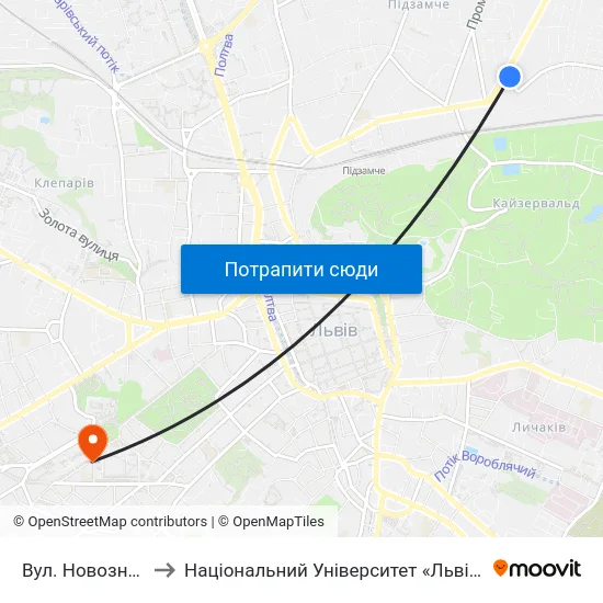 Вул. Новознесенська to Національний Університет «Львівська Політехніка» map