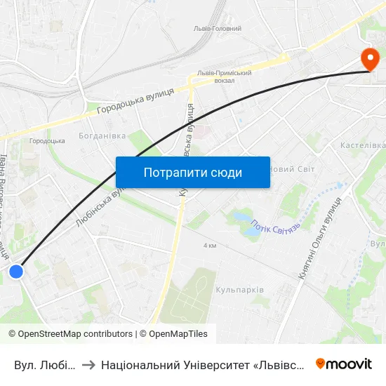 Вул. Любінська to Національний Університет «Львівська Політехніка» map