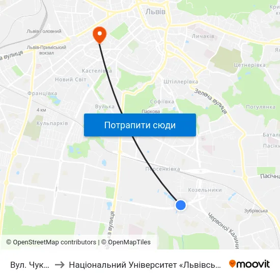 Вул. Чукаріна to Національний Університет «Львівська Політехніка» map
