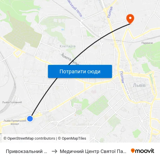 Привокзальний Ринок to Медичний Центр Святої Параскеви map