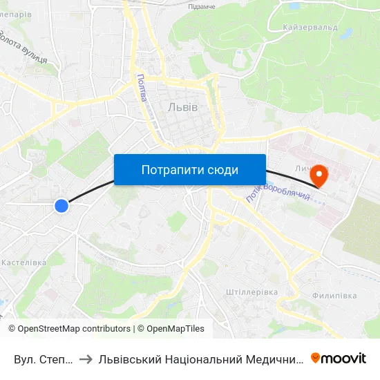 Вул. Степана Бандери to Львівський Національний Медичний Університет Імені Данила Галицького map