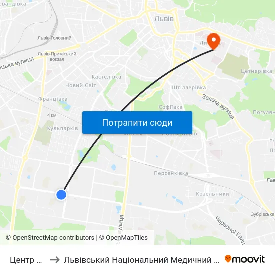 Центр Зайнятості to Львівський Національний Медичний Університет Імені Данила Галицького map