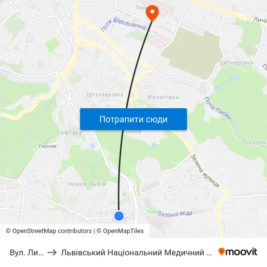 Вул. Литвиненка to Львівський Національний Медичний Університет Імені Данила Галицького map