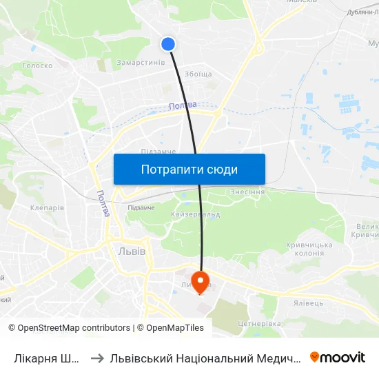 Лікарня Швидкої Допомоги to Львівський Національний Медичний Університет Імені Данила Галицького map