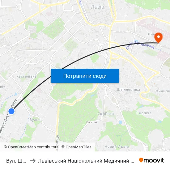 Вул. Шумського to Львівський Національний Медичний Університет Імені Данила Галицького map
