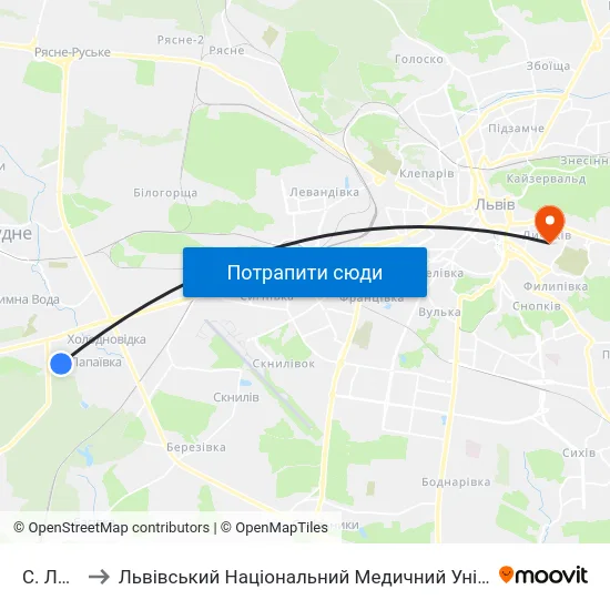 С. Лапаївка to Львівський Національний Медичний Університет Імені Данила Галицького map