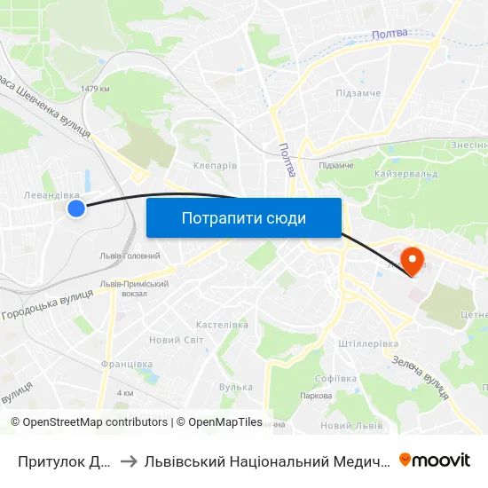 Притулок Для Неповнолітніх to Львівський Національний Медичний Університет Імені Данила Галицького map