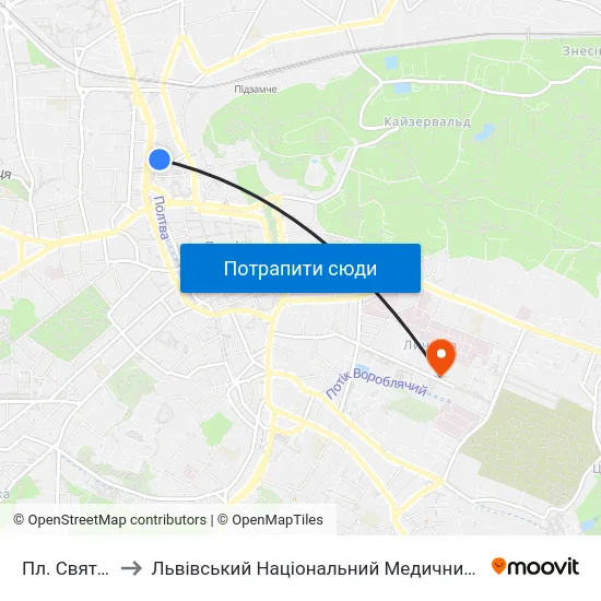 Пл. Святого Теодора to Львівський Національний Медичний Університет Імені Данила Галицького map