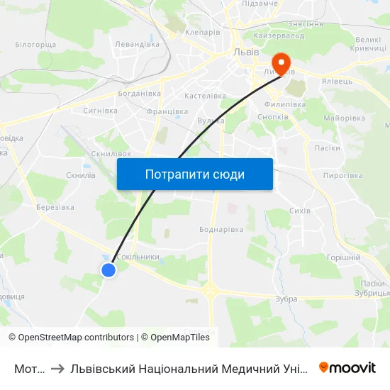 Мототрек to Львівський Національний Медичний Університет Імені Данила Галицького map