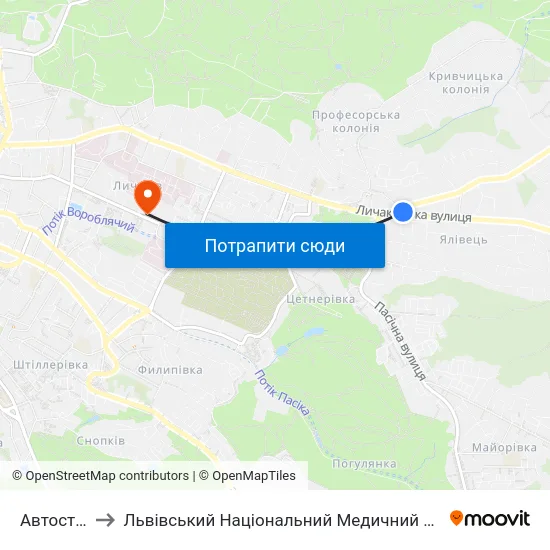 Автостанція №6 to Львівський Національний Медичний Університет Імені Данила Галицького map
